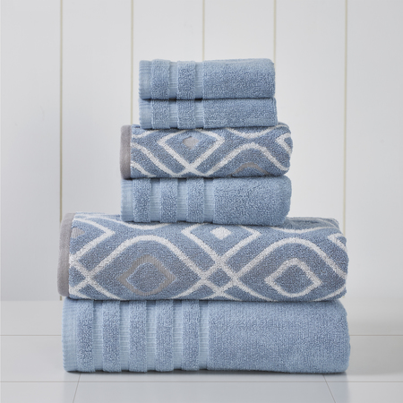 Modern Threads 6-Piece Yarn Dyed towel set Oxford Blue 5YDJQOXG-BLU-ST